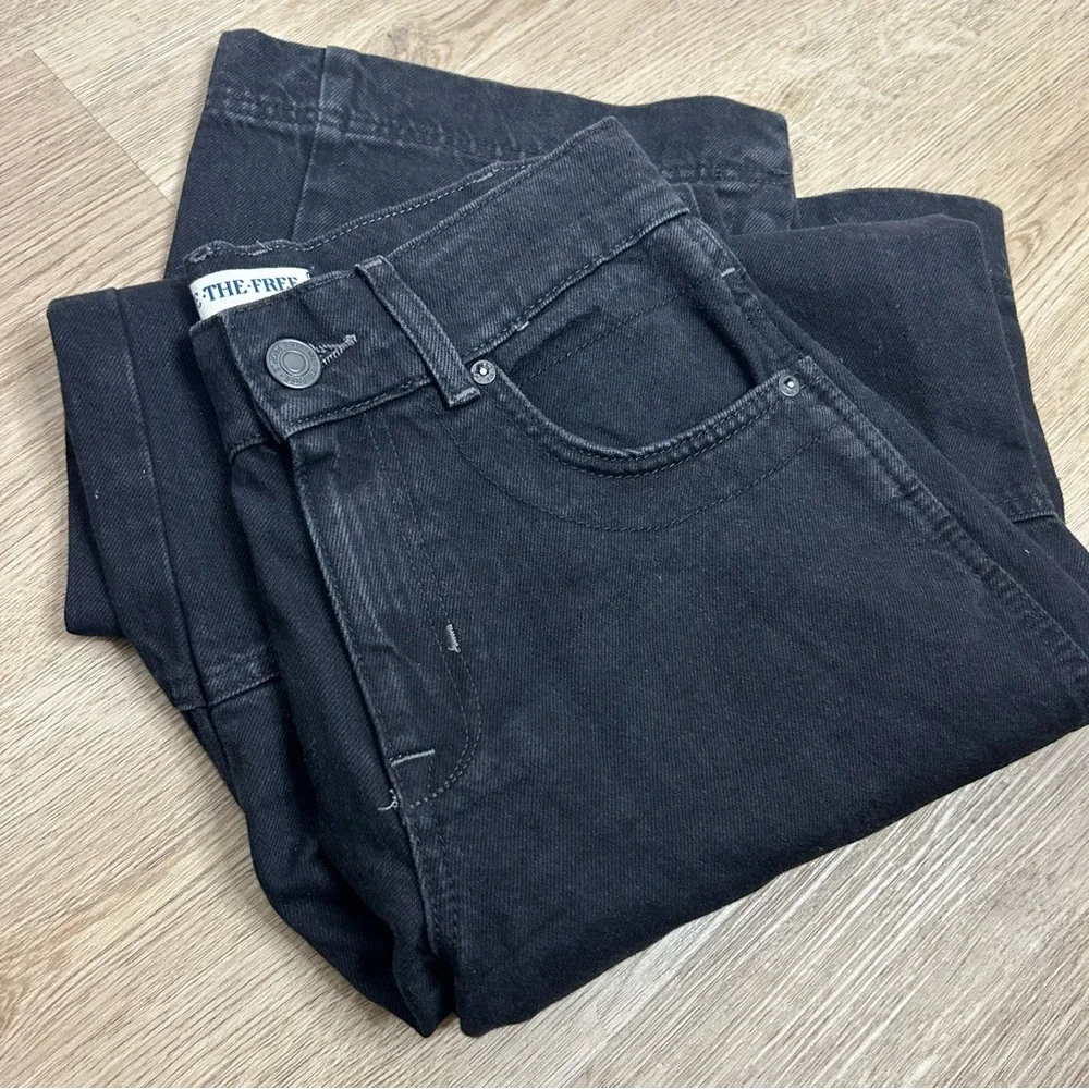 Free People 100% Cotton Black Benji Relaxed Wide Leg Jean Size 24